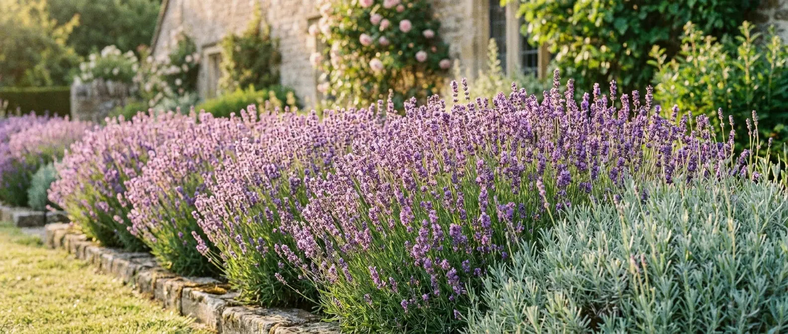 Blühender Lavendel mit violetten Blütenähren im sonnigen Garten – Lavendel pflanzen und pflegen