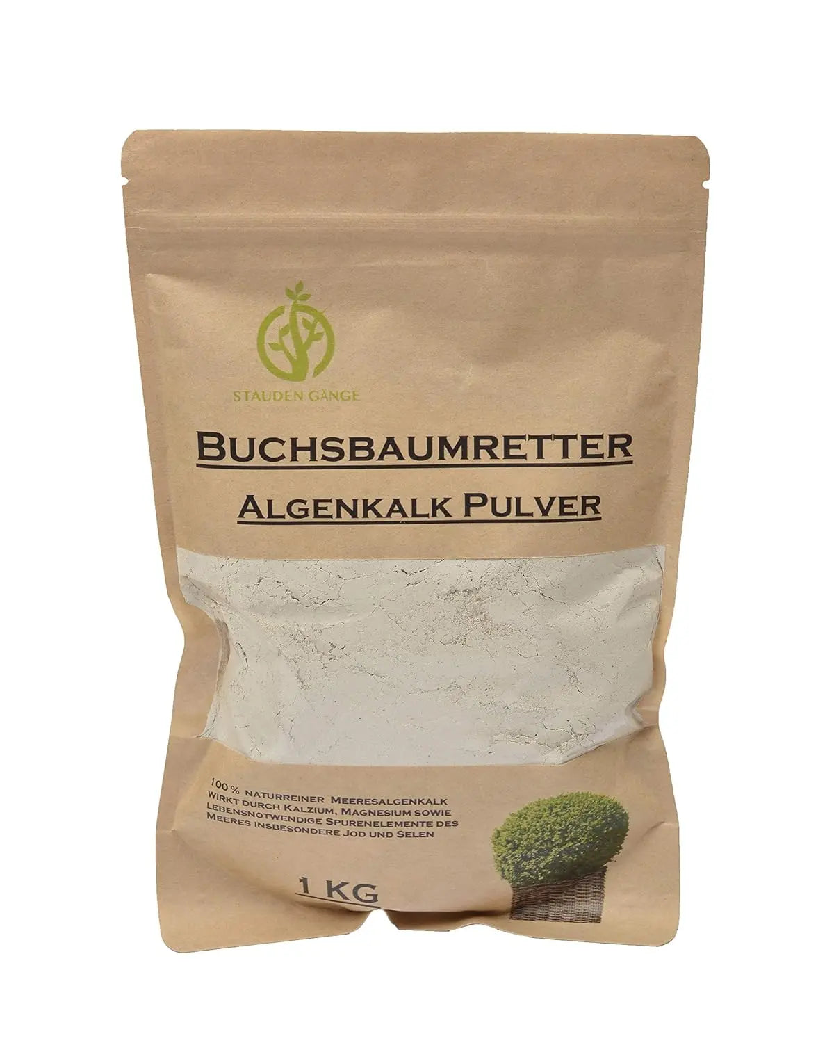Stauden Gänge Algenkalk Pulver 1kg im umweltfreundlichen Papierbeutel, wiederverschließbar, für Garten und Pflanzenpflege