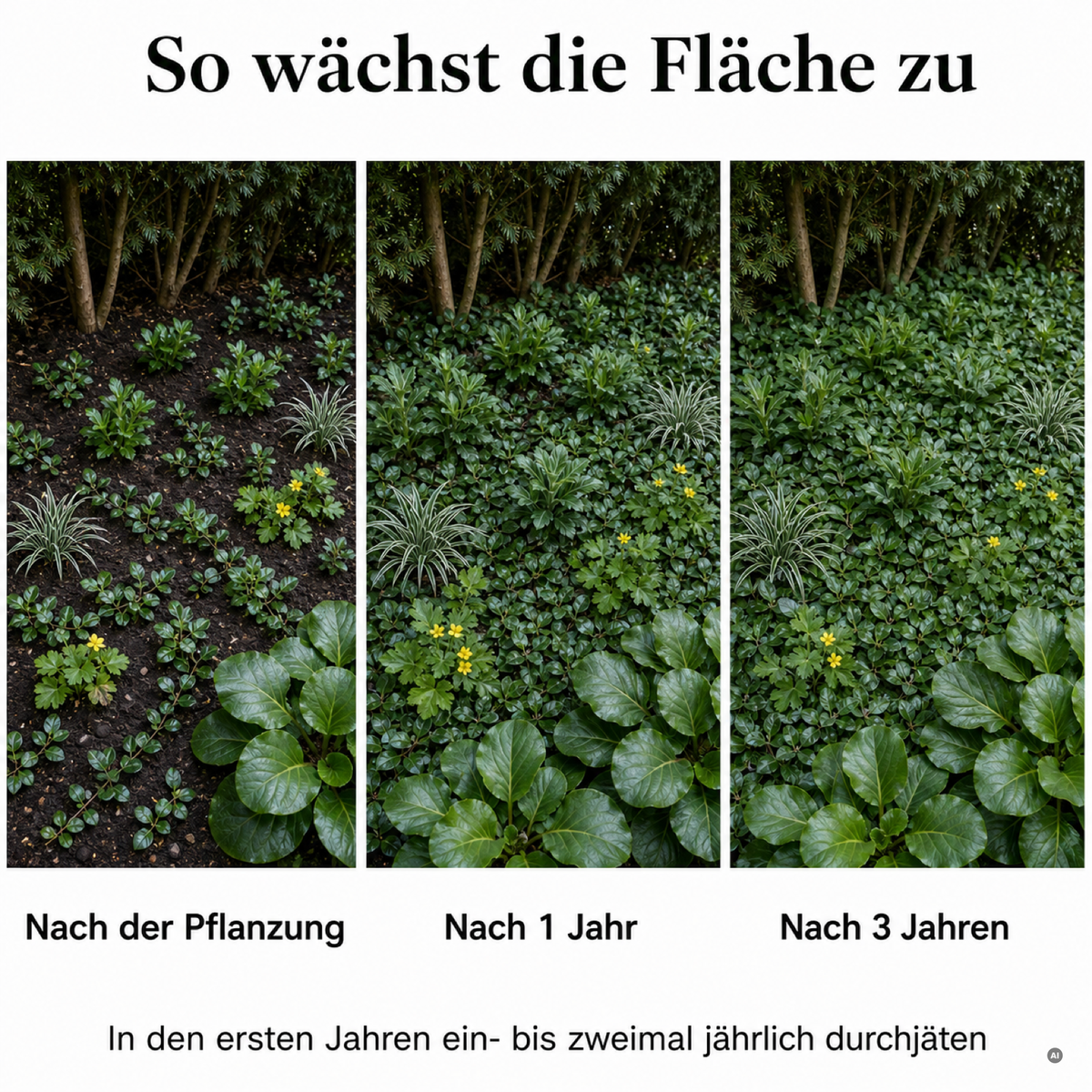 Bodendecker-Set Immergrün – 18 Stauden für Schattenflächen