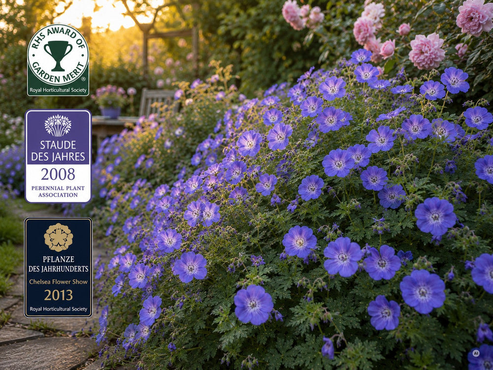 Auszeichnungen für Geranium 'Rozanne' – RHS Award of Garden Merit und Staude des Jahres 2008