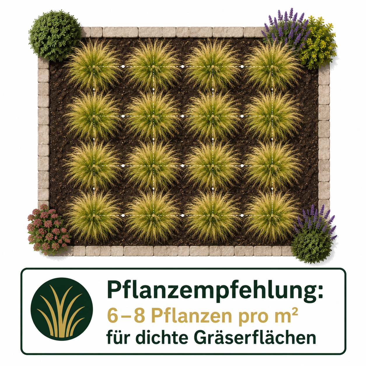 Pflanzplan für Stipa tenuissima 'Pony Tails' von Stauden Gänge: 6 bis 8 Pflanzen pro Quadratmeter für dichte Gräserflächen.